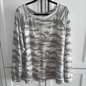 Caslon Gray Camo Long Sleeve Top